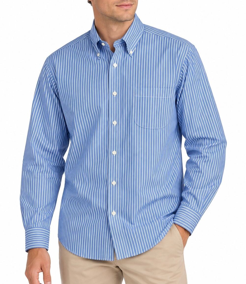 B by Brooks Brothers Blue White Stripe Non Iron Dress Shirt 17x34/35